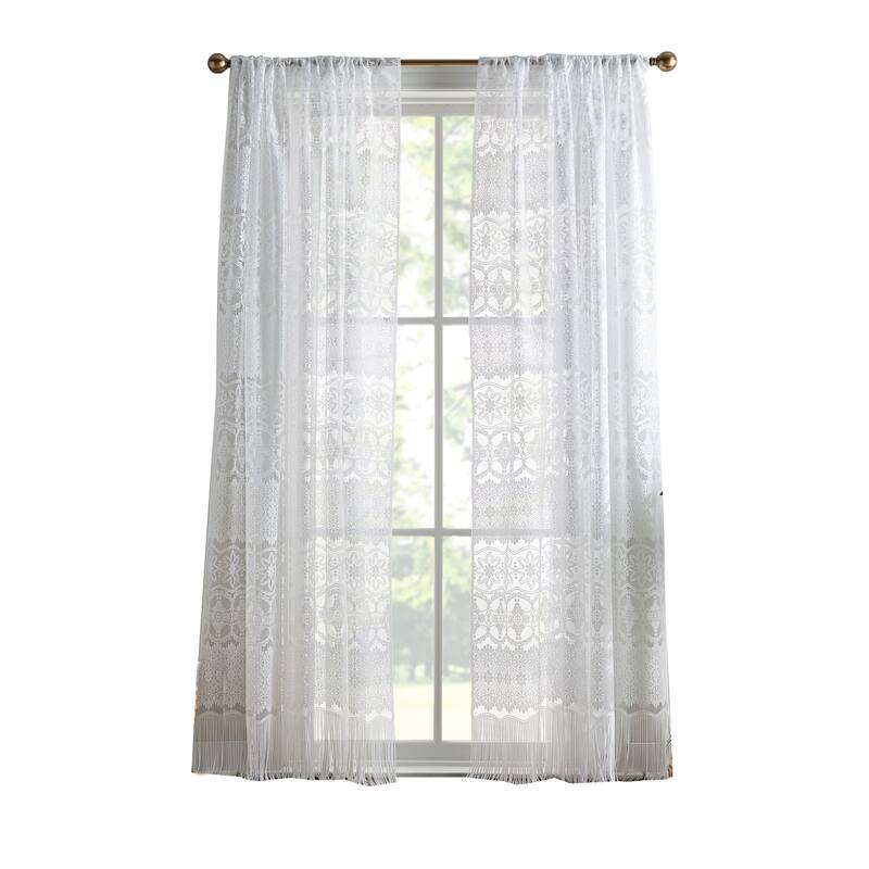 Boho Lace Poletop Single Curtain Panel