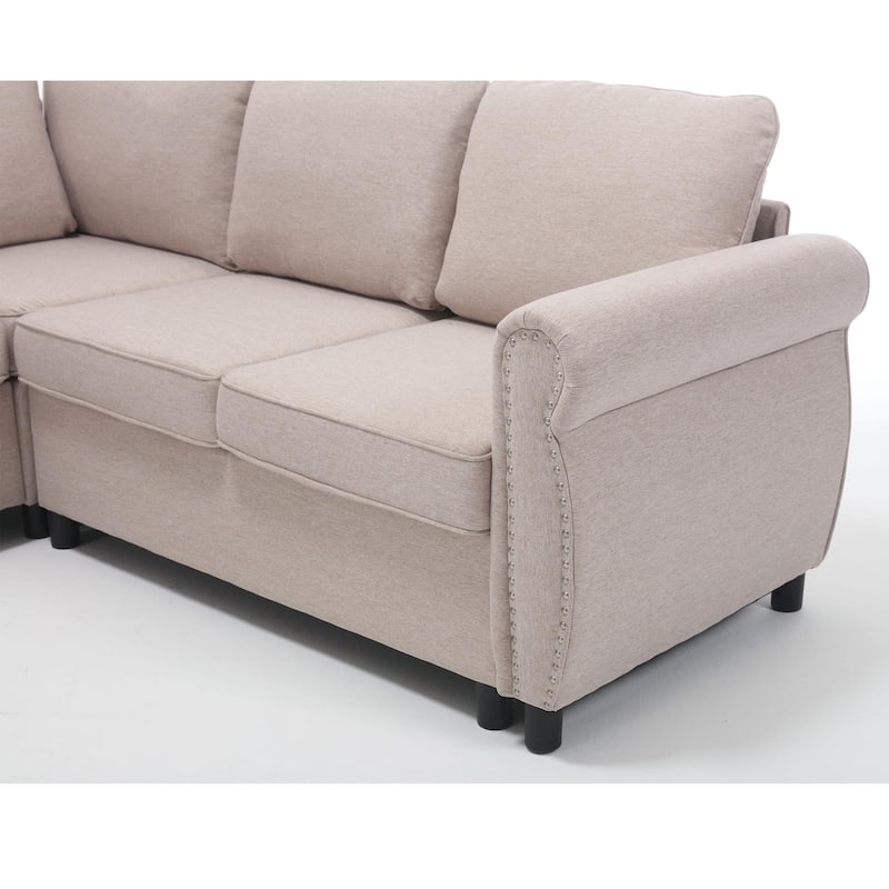 104" Polyester L-Shaped Sleeper Sectional Sofa