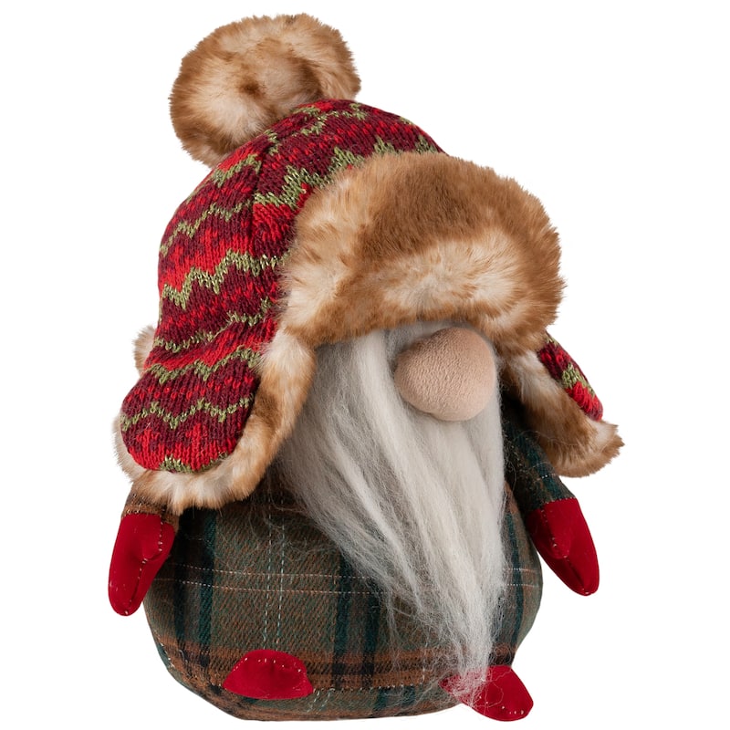Gnome with Knitted Trapper Hat Christmas Figure - 7.75"