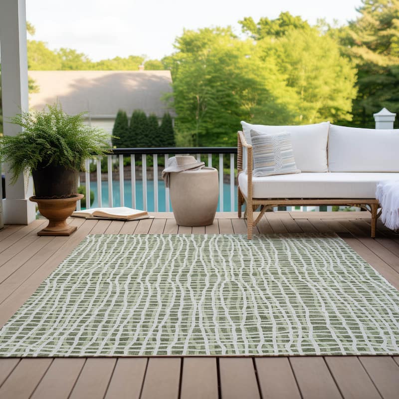Machine Washable Indoor/ Outdoor Chantille Modern Abstract Rug
