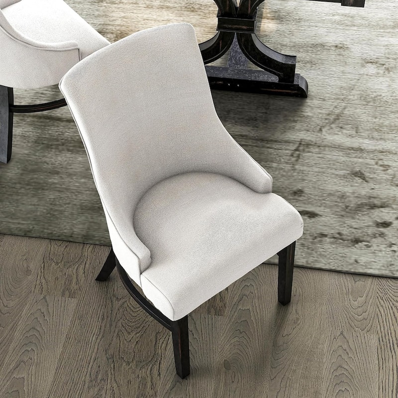 Transitional Black Finish Wingback Dining Chairs Set