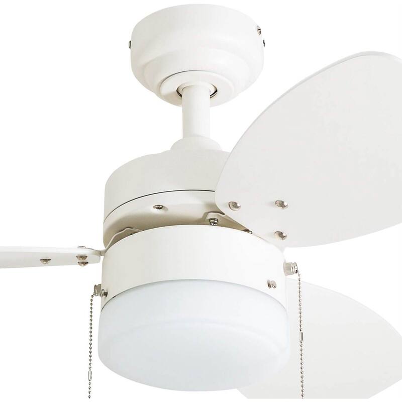 30" Honeywell Ocean Breeze White Modern Indoor LED Ceiling Fan with Light, Pull Chain