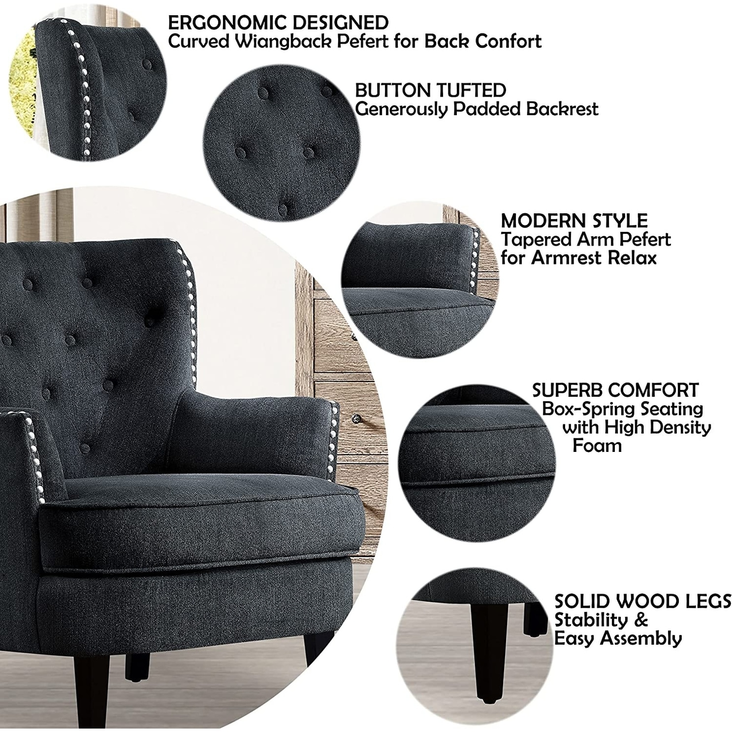 Rosevera Gustavo Small Accent Chairs Standard Size Bed Bath