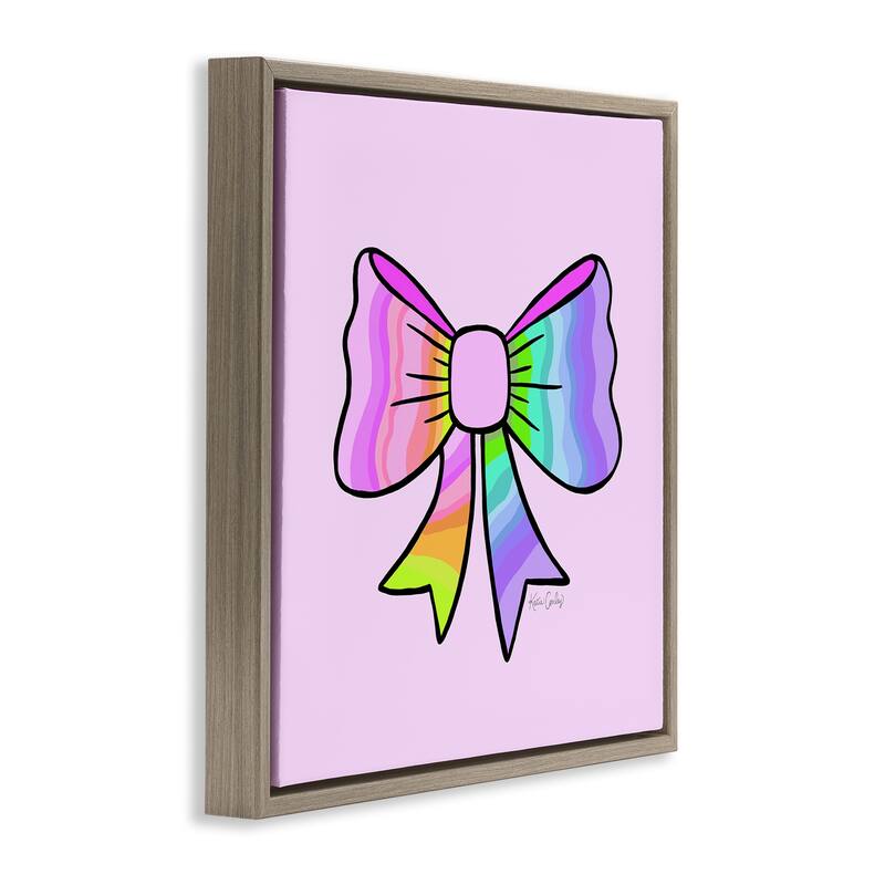 Stupell Pastel Rainbow Ombre Ribbon Framed Floater Canvas Wall Art Design By Katie Conley