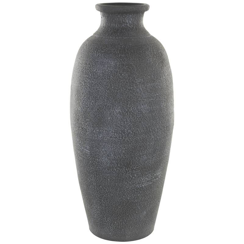 Ceramic Textured Whitewashed Decorative Vase - Black - Roche River Decor