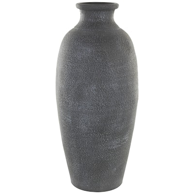 Ceramic Textured Whitewashed Decorative Vase - Black - Roche River Decor