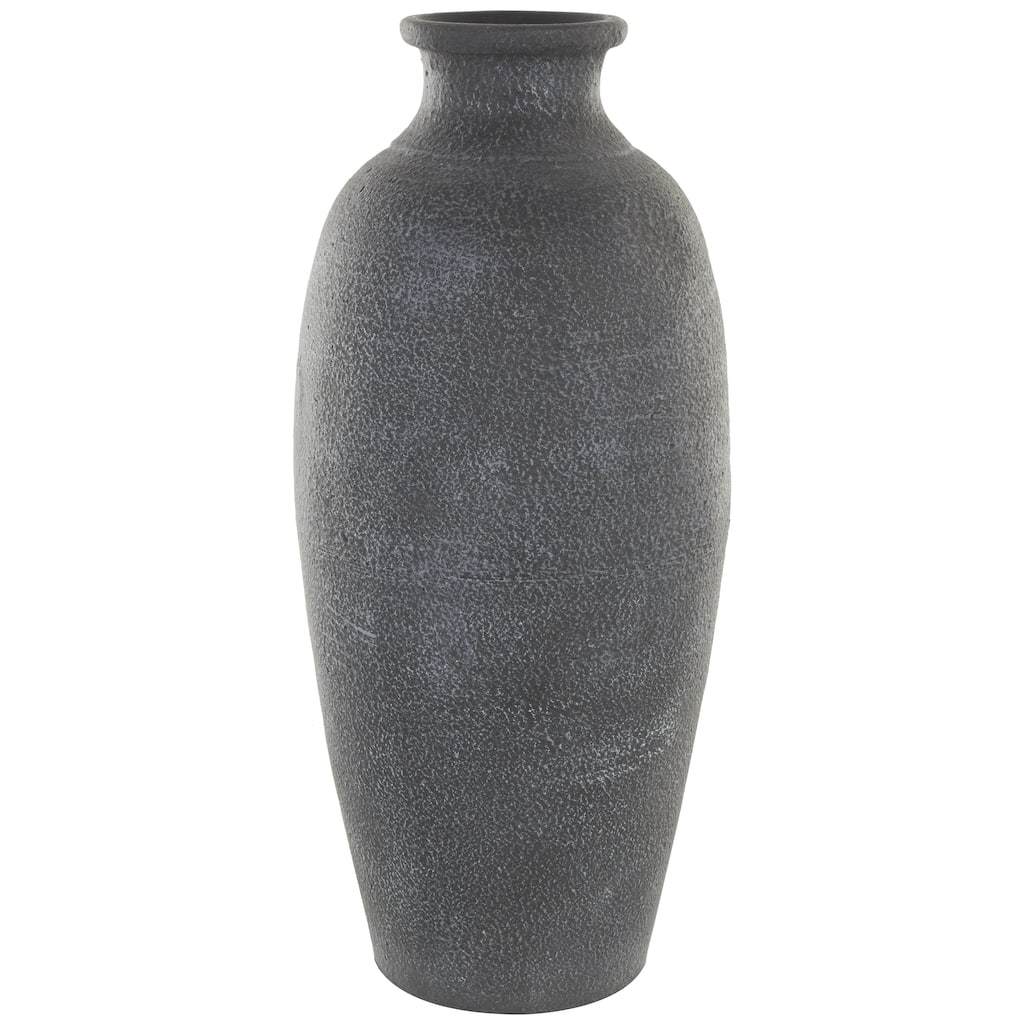 Ceramic Textured Whitewashed Decorative Vase - Black - Roche River Decor