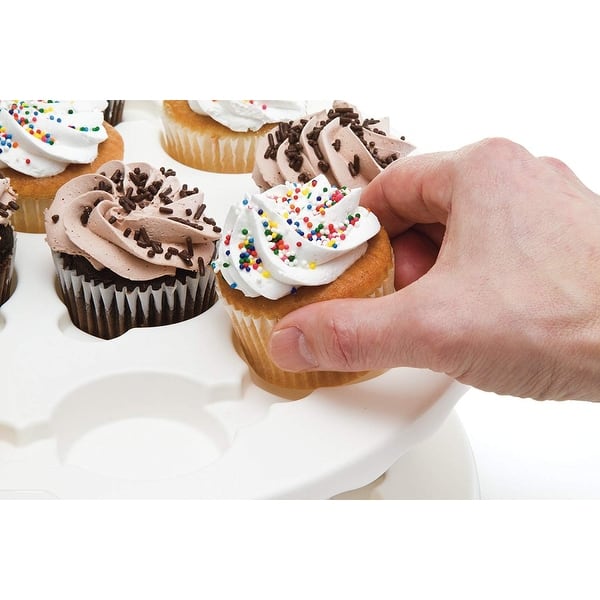 Flexzion 36 Cupcake Carrier 3-laags stapelbare opslagcontainer opvouwbare taartdrager met deksel en handvat, herbruikbare rechthoekige plastic dessert reiscontainer, displayhouder transportdoos