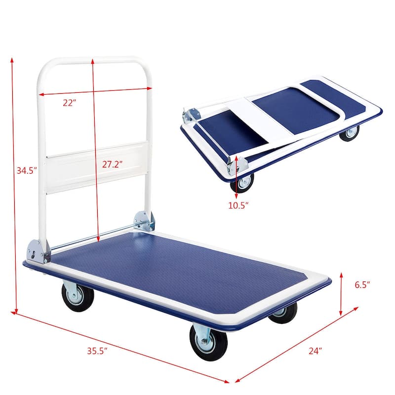Costway 660lbs Platform Cart Dolly Folding Foldable Moving Warehouse - See details