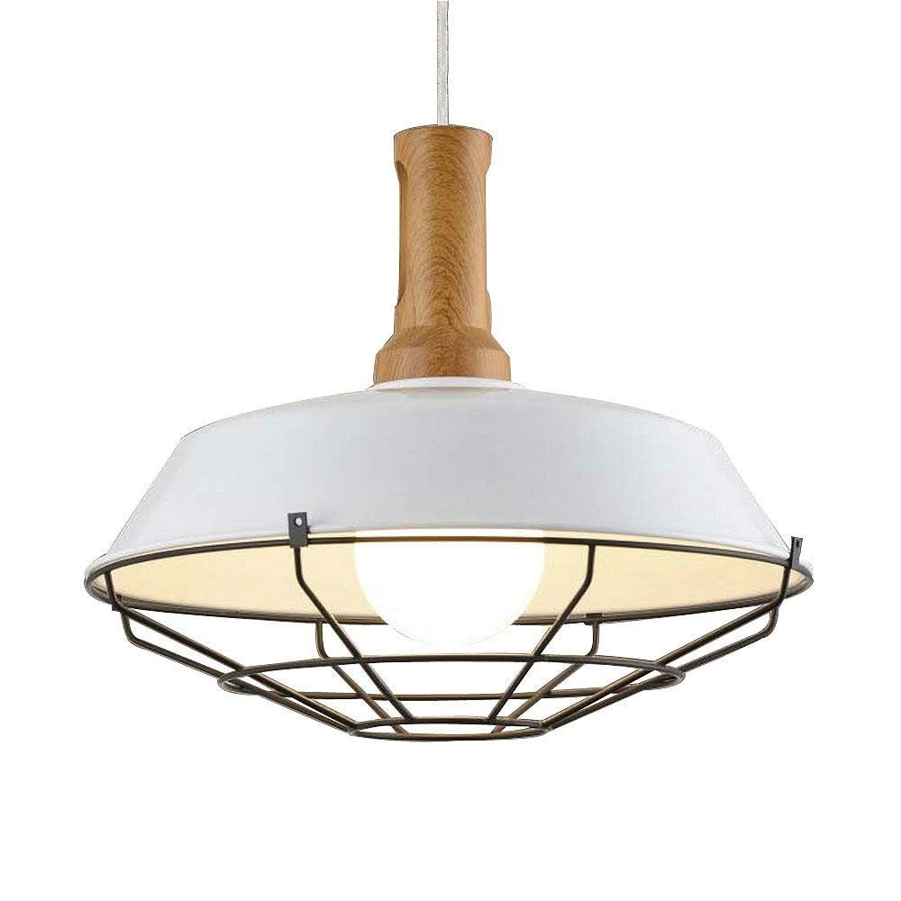 Wire Cage Pendant Lamp Wood Barn Warehouse White Light Fixture Wire Cage Pendant Lamp Wood Barn Warehouse White Light Fixture