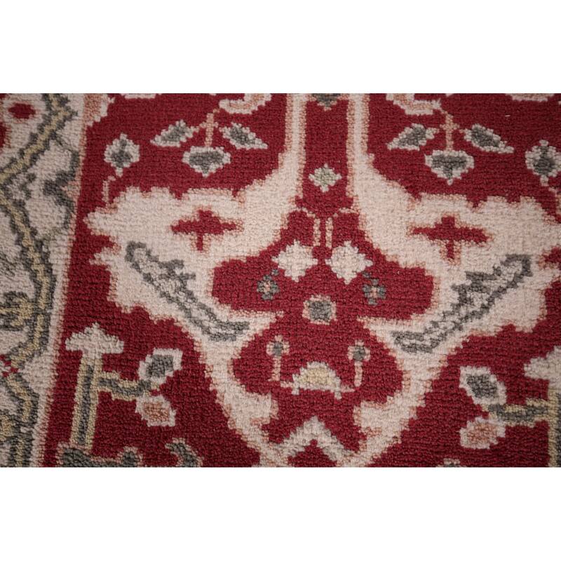 Red Oushak Indian Runner Rug Hand-Knotted Transitional Wool Carpet - 2'7"x 9'8"