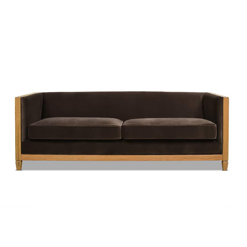 Georgia 81" Oak Wood & Rattan Sofa