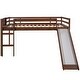 preview thumbnail 9 of 8, Full size Loft Bed Wood Bed with Slide, Stair and Chalkboard, Walnut