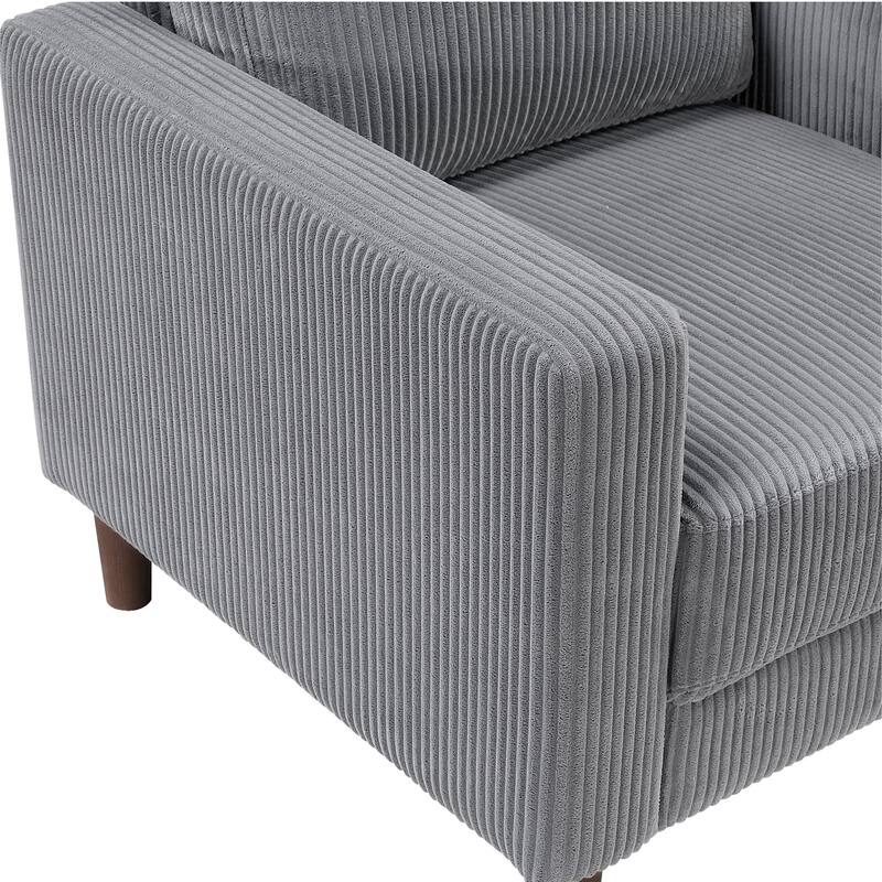 Caspian 32" Corduroy Living Room Chair - Wood Finish Exposed Feet