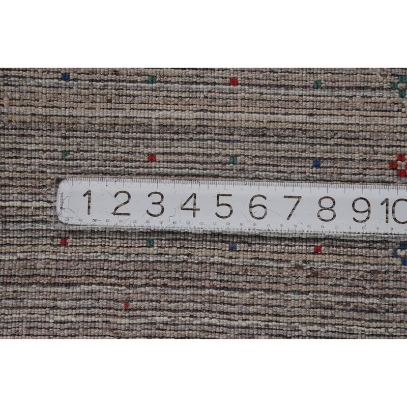 Hand Knotted Oriental 100% Wool Carpet Tribal Stripe Greys & Charcoal Gabbeh Area Rug - 8' 1'' X 5' 1''