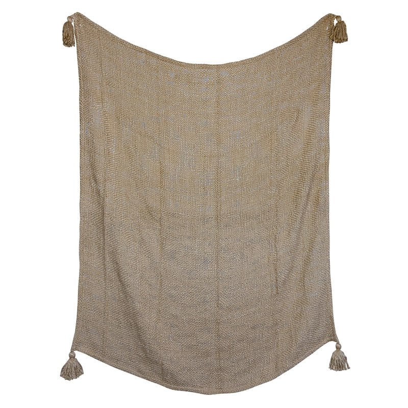 Foreside Home & Garden Tan Corner Tassel Hand Woven Acrylic Throw