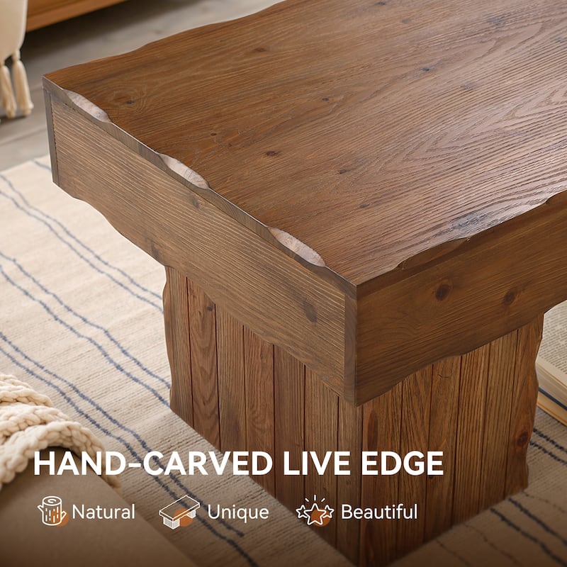 47" Solid Wood Rectangular Coffee Table, Cocktail Tea Center Table for Living Room Office