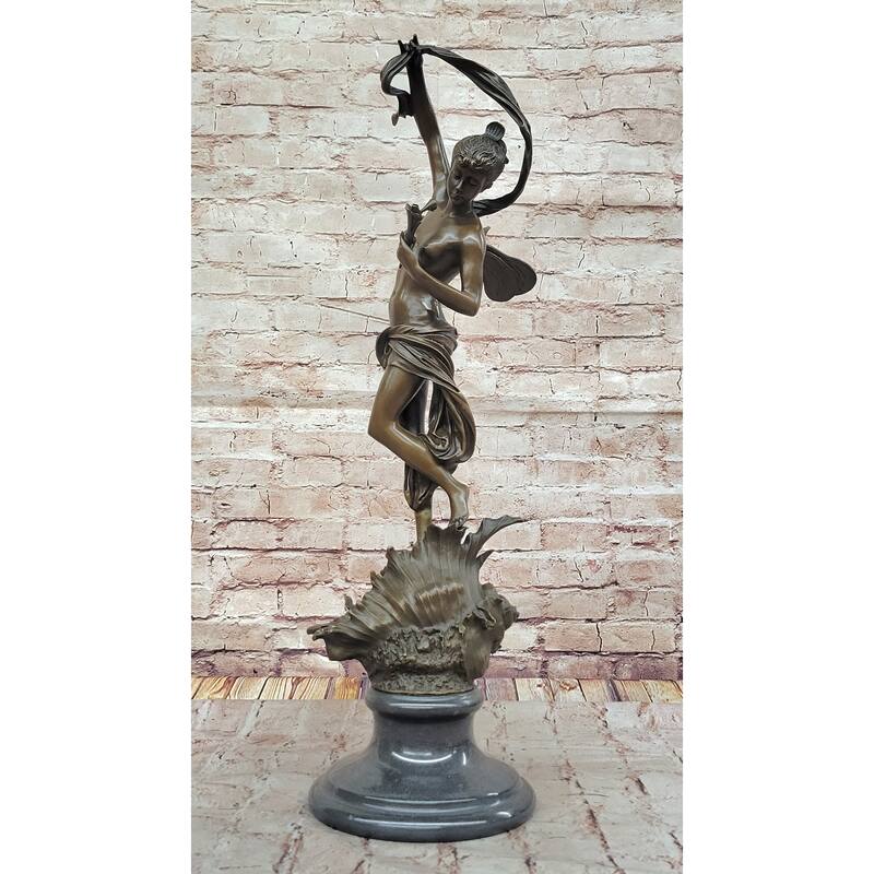 Z. Madri “Venus Emerging From A Conch Shell” – Clical Bronze Sculpture On Marble Base