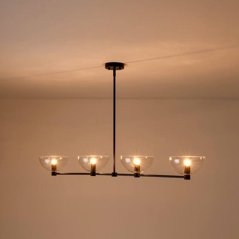 4-Light Modern Simple Bowl Design Linear Pendant Light for Kitchen Island
