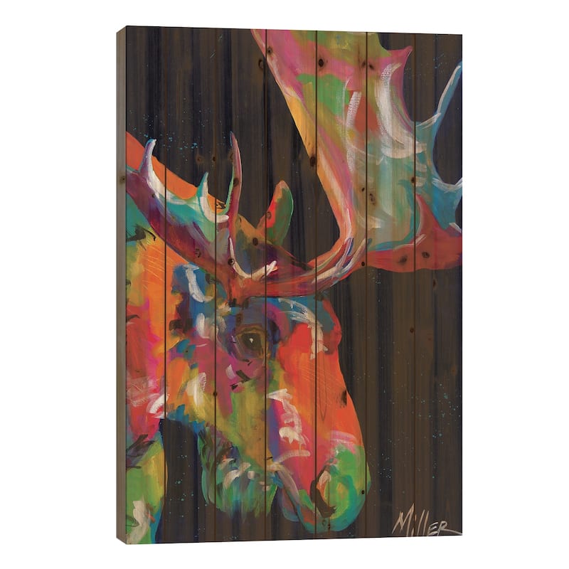 Mangy Moose Print On Wood by Tracy Miller - Multi-Color - 26x18x1.5