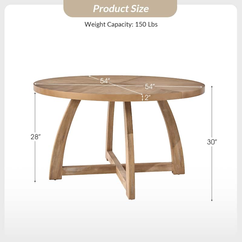 Bryan Mid-century Modern 54" Solid Wood Round Dining Table by HULALA HOME