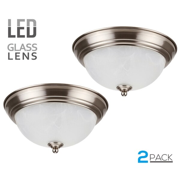Shop 2 PACK 15W 11-Inch Satin Nickel Dimmable LED Flush ...