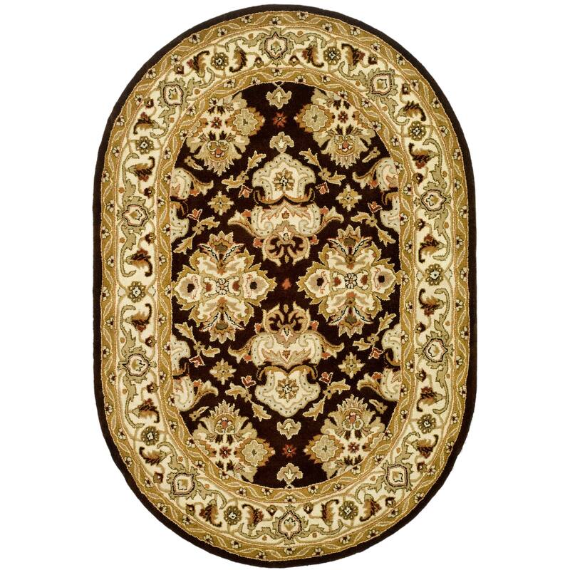 SAFAVIEH Handmade Heritage Ogee Dot Traditional Oriental Wool Rug - 7'6" x 9'6" Oval - Espresso/Ivory