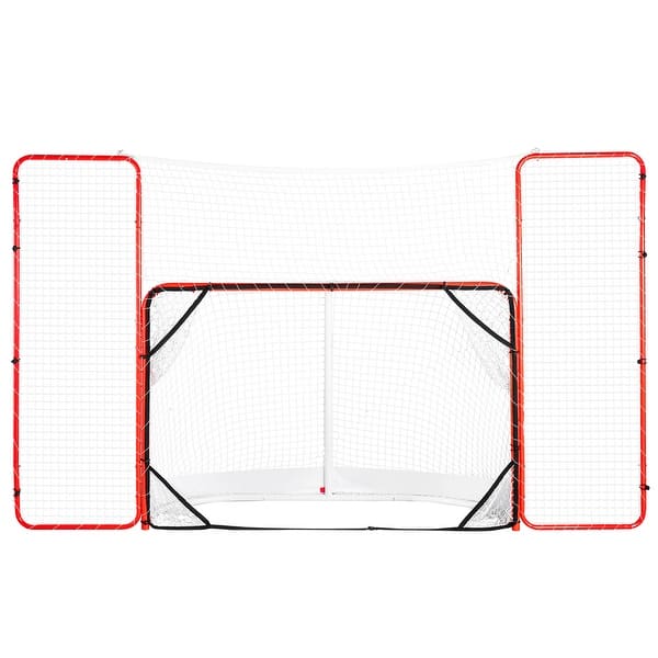 slide 2 of 14, Hockey Goal with Backstop and Targets Street Steel Hockey Net White/Red White - 72inch