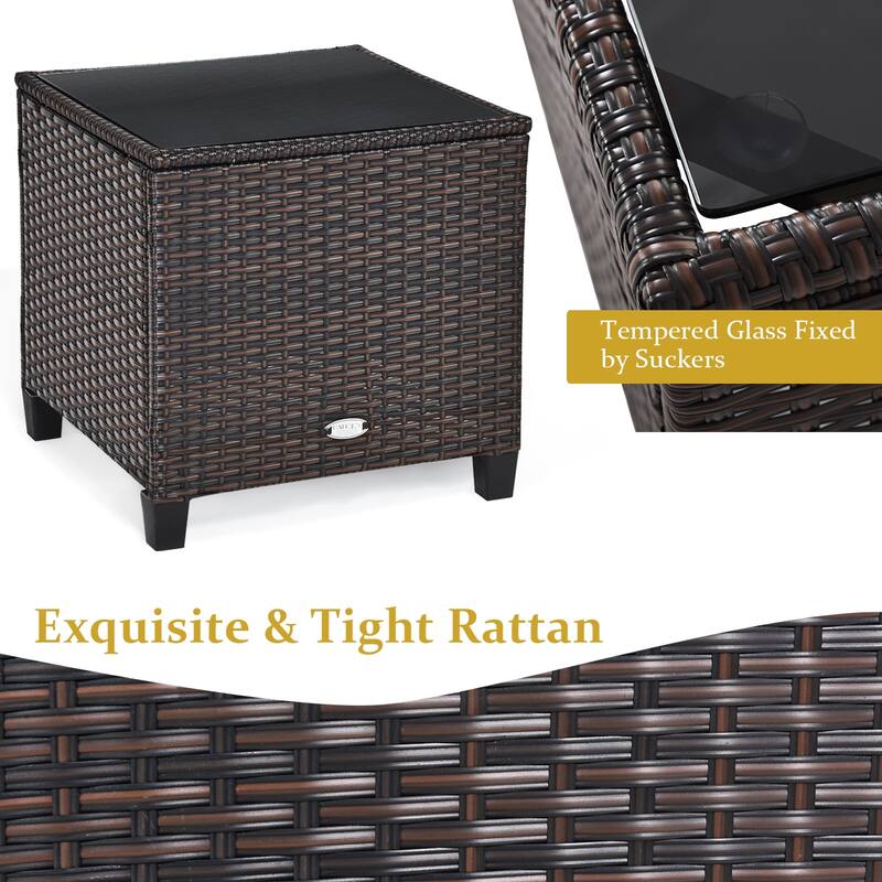 Costway 3PCS Patio Rattan Furniture Set Cushioned Conversation Set - See Details