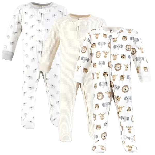 slide 1 of 1, Hudson Baby Cotton Sleep and Play, Happy Little One Safari 0-3 Months - Happy Little One Safari
