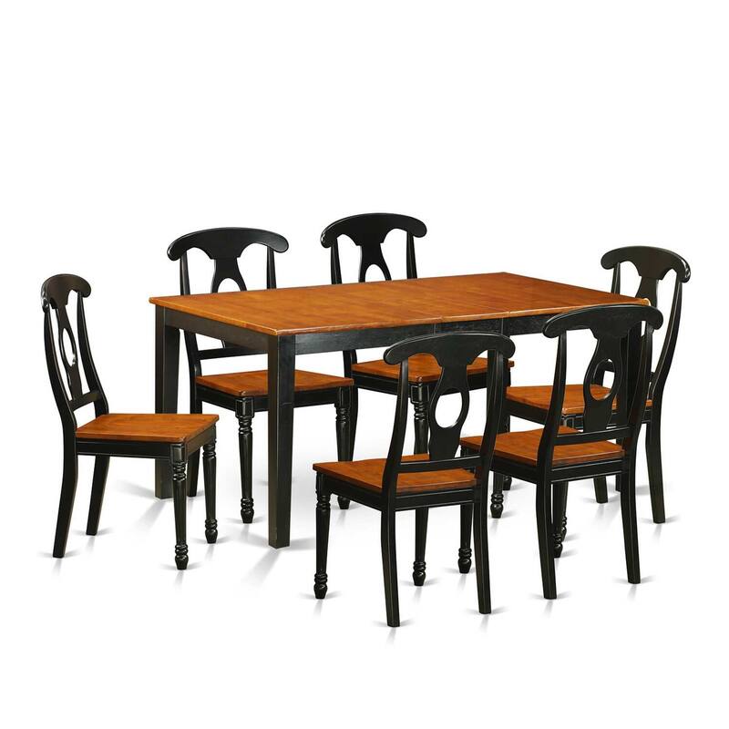 Retro Dining Set - Rubber Wood Table & Chairs - Cherry Finish - Elegant Room Set for 6-8 People