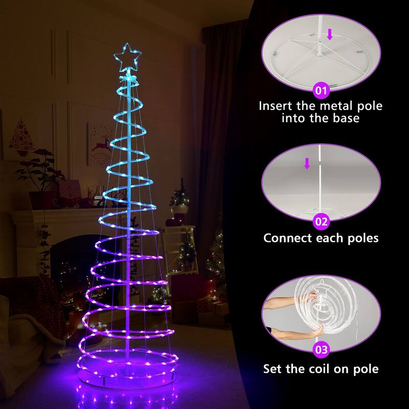 Costway 6 FT Spiral Christmas Tree with135 LED Lights 10 Lighting - See Details