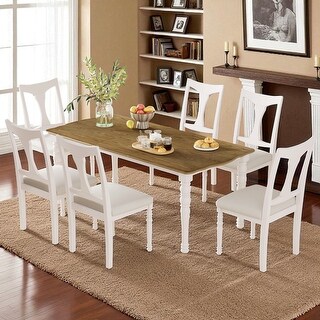 7-Piece Extendable Dining Table Set with Wood Table & 6 Upholstered ...