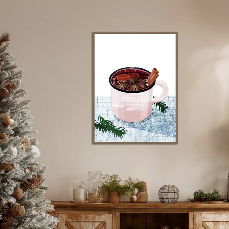 Mulled Wine by Goed Blauw (23 x 30 in.), Framed Canvas Wall Art Print - Sylvie Dark Gold