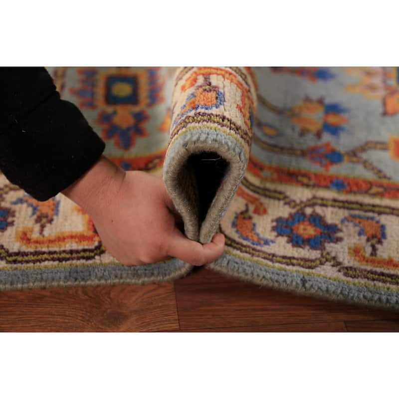 Floral Blue Oushak Oriental Rug Handmade Wool Carpet - 3'10"x 6'0"