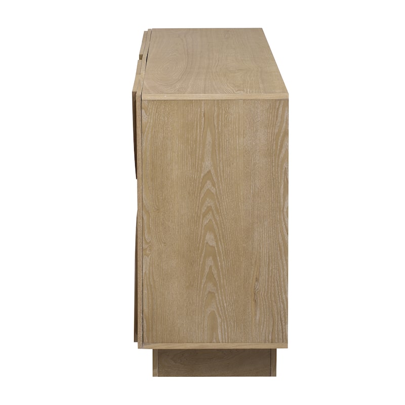 4-Door Large Storage Sideboard,Wood Sideboard Cabinet with Semi-Circular Handles and Adjustable Shelves