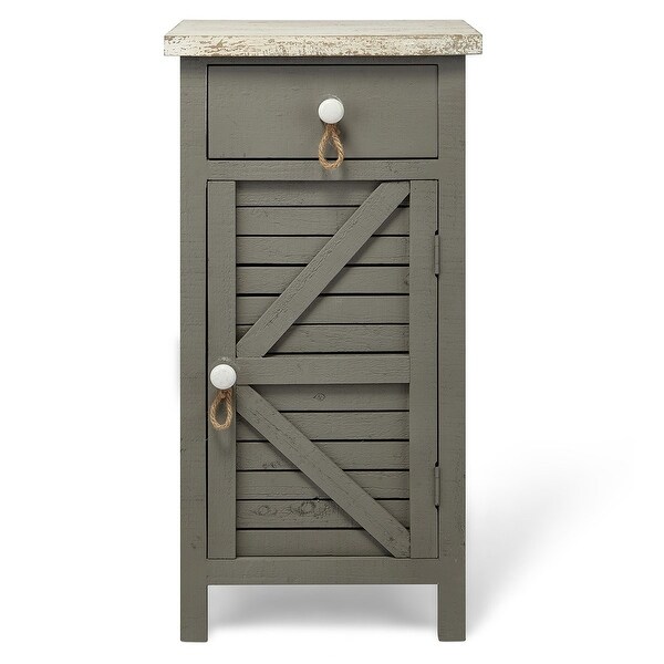 Shop 32" Gray Shutter-Style 2 Louvered Door Accent Cabinet ...
