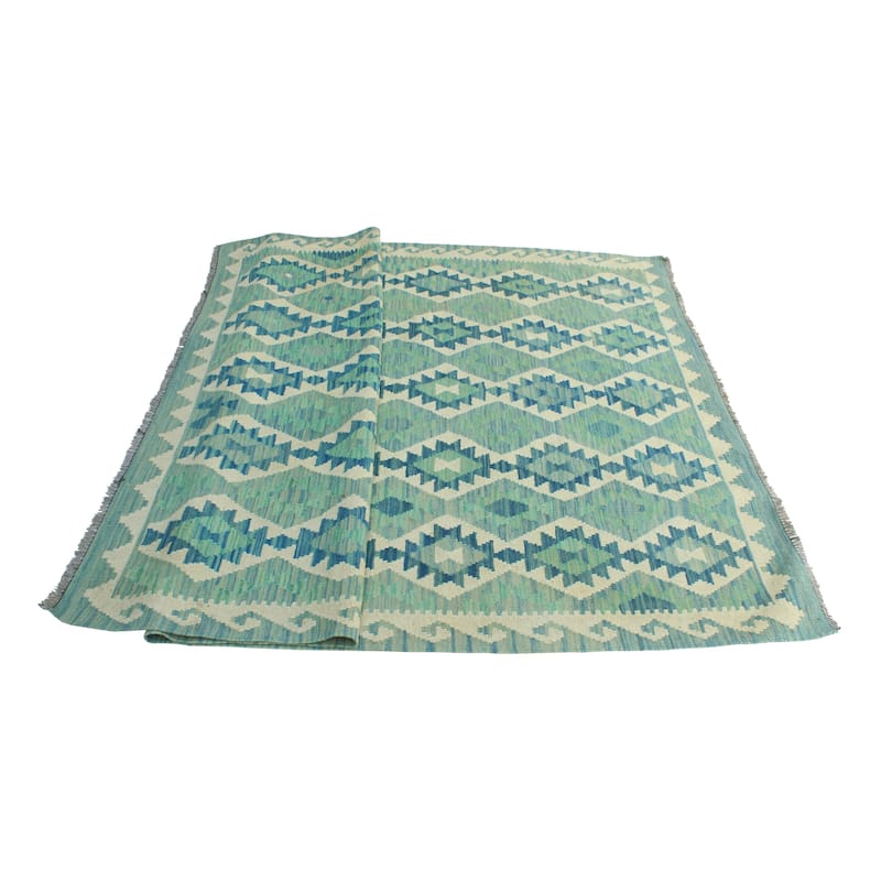 Flatweave Tom Lt. Green/Ivory Rug - 5'9" x 8'0"