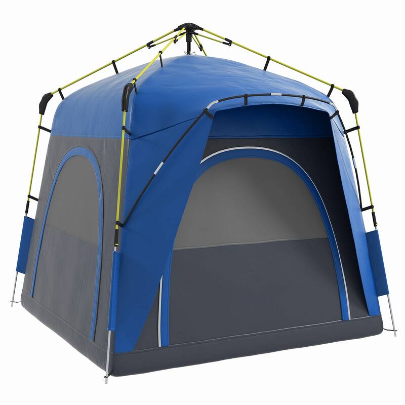 Camping Tents 4 Person Pop Up Tent Quick Setup Automatic Hydraulic Family Travel Tent Windows, Doors Carry Bag Included