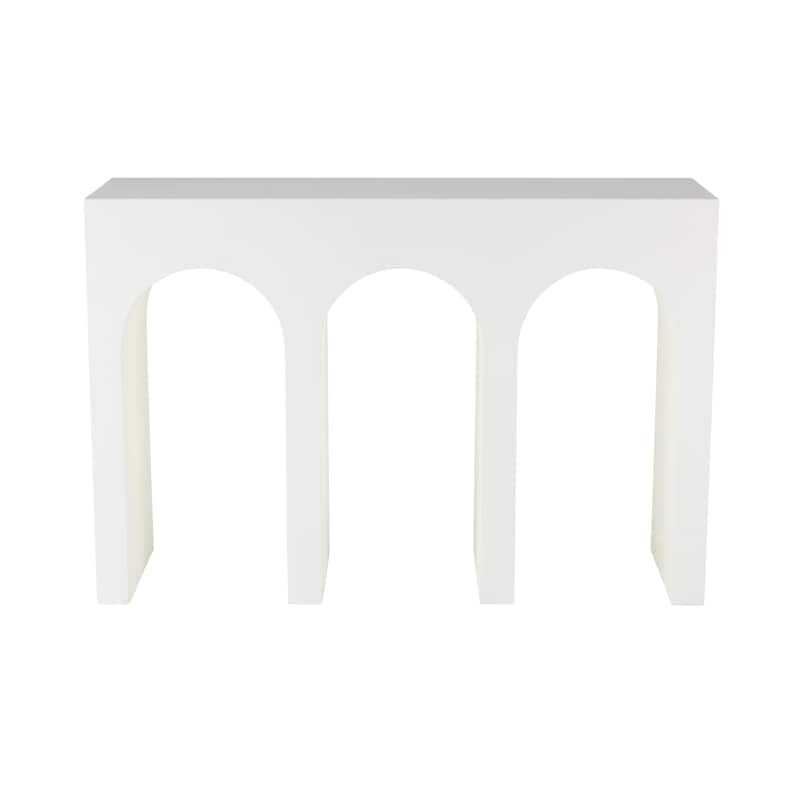 Wooden Art Deco Arched Cutout Console Table - White - Roche River Decor - 16"Wx47"Lx32"H