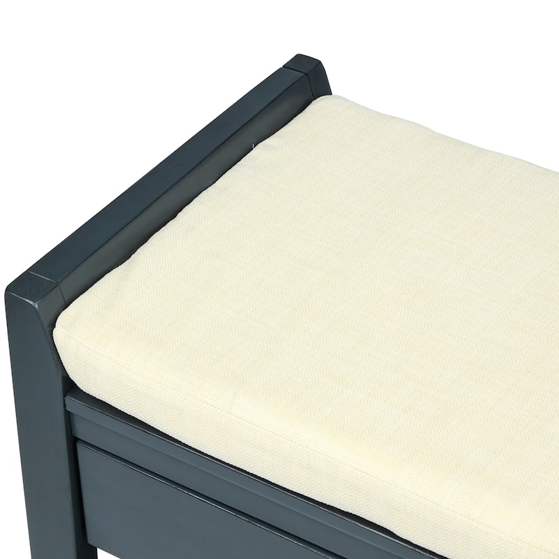 Entryway Storage Shoe Rack Bench with Cushioned Seat and Drawers
