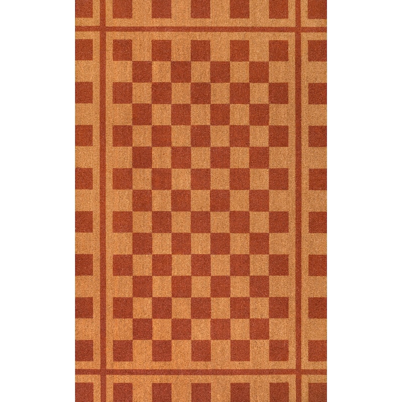 Harper Classic Farmhouse Checkerboard Coir Indoor/Outdoor Area Rug
