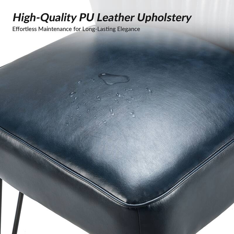 Donia Modern Faux Leather Armless Wingback Side Chair with Metal Legs Set of 2 by HULALA HOME