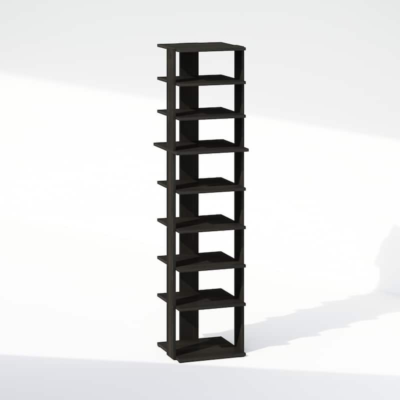 8 Tiers Wood Household Shelving Unit in Espresso (12.64 in. W x 51.18 in. H x 12.13 in. D) - 12.64