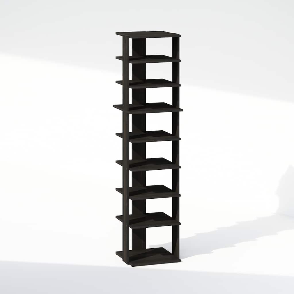 8 Tiers Wood Household Shelving Unit in Espresso (12.64 in. W x 51.18 in. H x 12.13 in. D) - 12.64