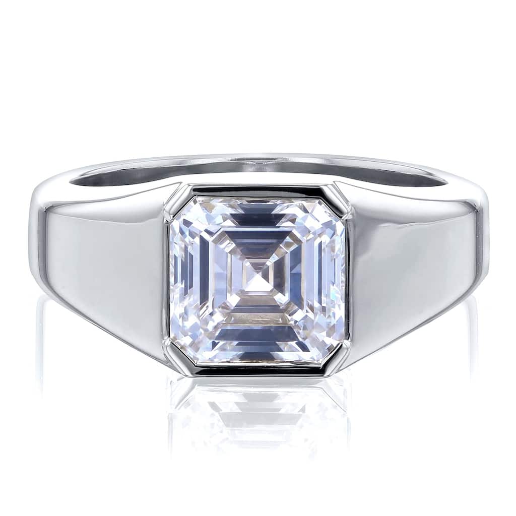 Kobelli 4 Carats Asscher Diamond 14k Solid White Gold Lab Grown Solitaire Sidney Engagement Ring (EF/VS, Certified)