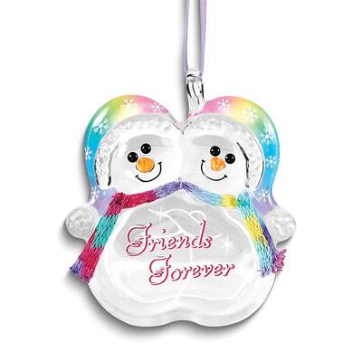 Curata Friends Forever Snowmen Glass Ornament