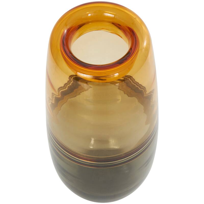 Orange Glass Handmade Ombre Vase with Gray Base