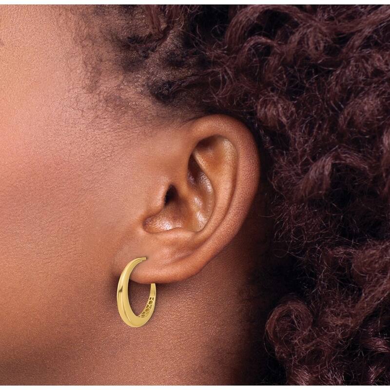 Curata 14k Yellow Gold Polished J hoop Post Earrings - 20.24x19.84mm