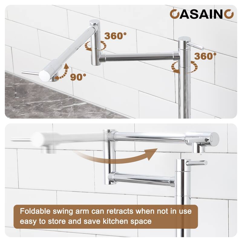 Pot Filler Kitchen Faucet with Double Joint Swing Arms